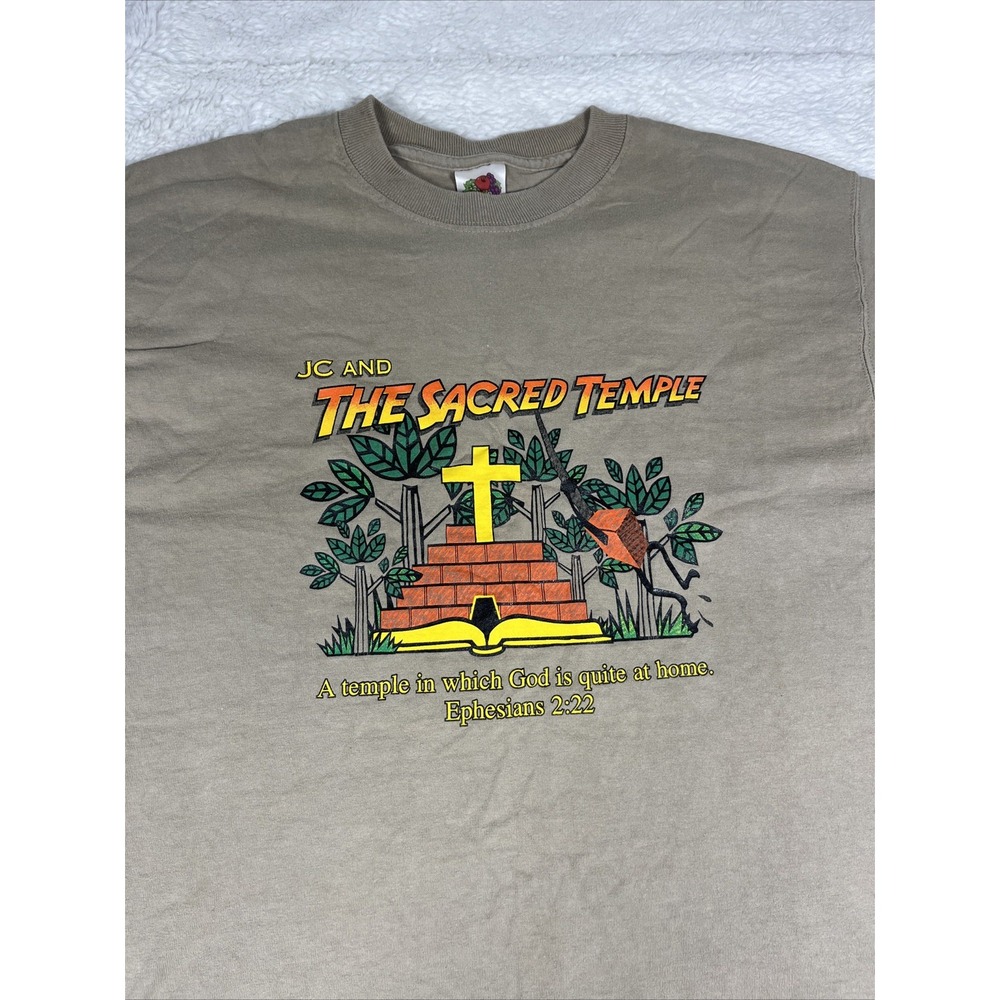 Vintage Jesus T Shirt Mens Large JC And The Sacred Temple Religious 90s
